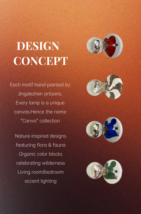 Canva Wall Lamp - Vintage Ceramic Base Wall Lamp - Bathroom Wall Light / Hallway Ceiling Light