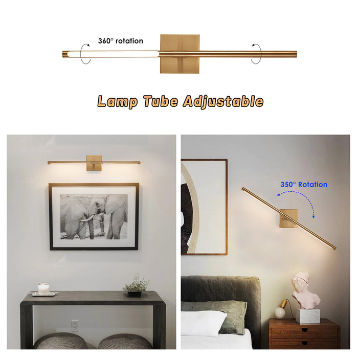 Dimmable Battery Operated Gold LED Wall Sconces Set of 2 with Remote Control