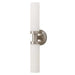 Brushed Nickel 2-Light Vanity Sconces - White Glass Shades.