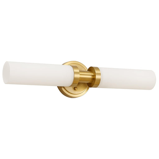 Modern Gold Vanity Lights - 2-Light Sconces with White Glass Shades.