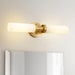 Modern Gold Vanity Lights - 2-Light Sconces with White Glass Shades.