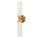 Modern Gold Vanity Lights - 2-Light Sconces with White Glass Shades.