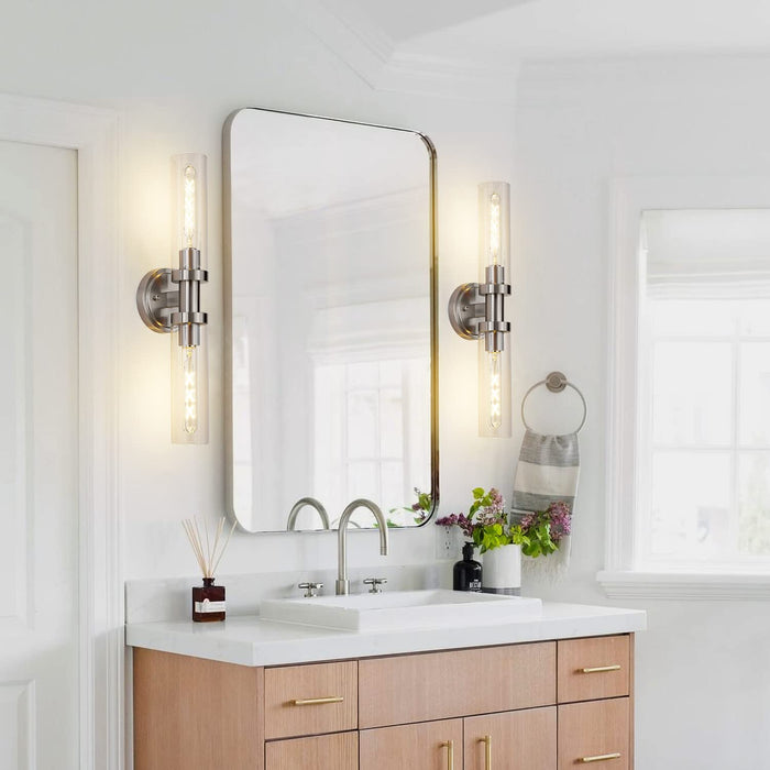 Sleek 2-Light Bathroom Vanity Fixture - Brushed Nickel.