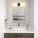 Modern Black 2-Light Wall Sconces - White Glass Shades.