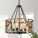 Vintage 4-Light Farmhouse Chandelier - Black & Dark Oak.