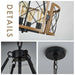 Vintage 4-Light Farmhouse Chandelier - Black & Dark Oak.