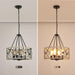 Adjustable 4-Light Farmhouse Chandelier - Black & White Oak.