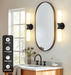 Modern Black 2-Light Wall Sconces - White Glass Shades.