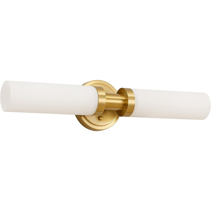 Modern 2-Light Brushed Gold Vanity Sconce - Clear Glass