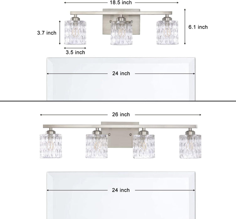 Modern Crystal 4-Light Bathroom Vanity Fixture - Brushed Nickel.