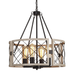 Adjustable 4-Light Farmhouse Chandelier - Black & White Oak.