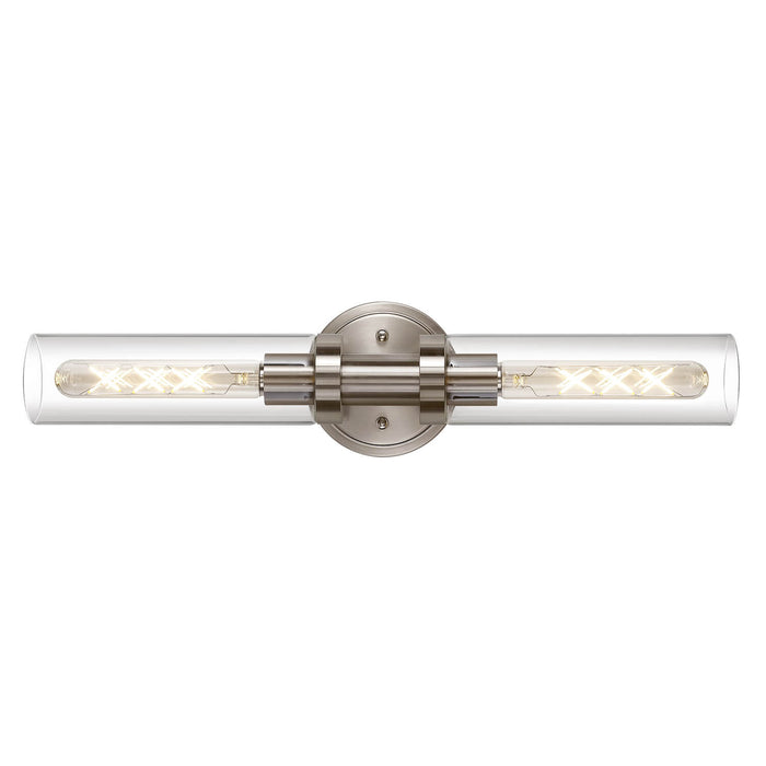 Modern 2-Light Brushed Gold Vanity Sconce - Clear Glass