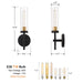 Set of 2 Modern Black & Gold Wall Sconces - Clear Glass Shades.