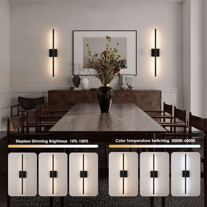 Dimmable Battery Operated Black LED Wall Sconces Set of 2 with Remote Control