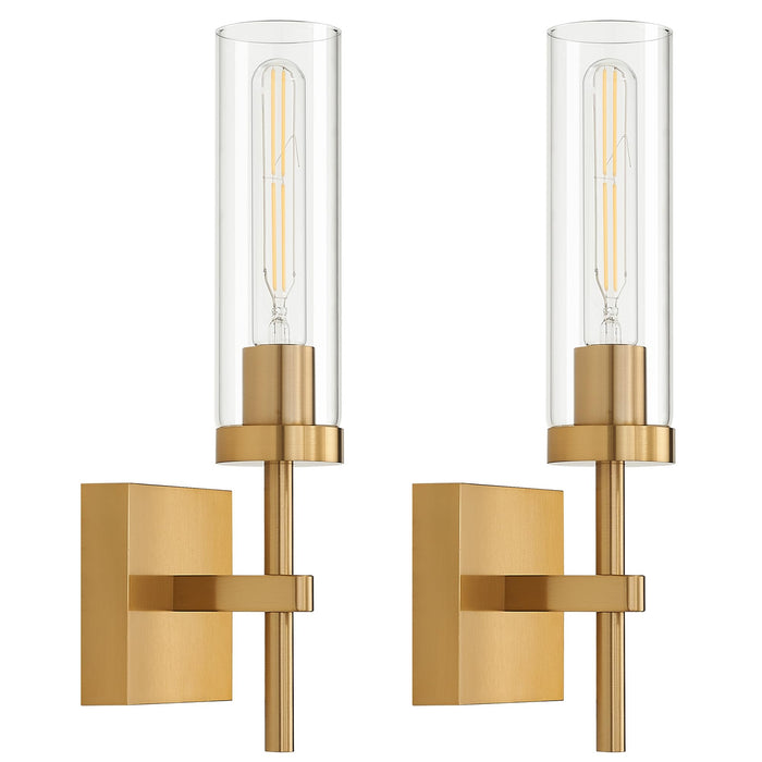 SantoStock Gold Battery Operated Wall Sconce Set of 2, Wireless Wall Sconces with Remote Control, Rechargeable LED Dimmable Wall Light for Bedroom Bathroom Hallway Living Room Entryway Stairwell, 3000K