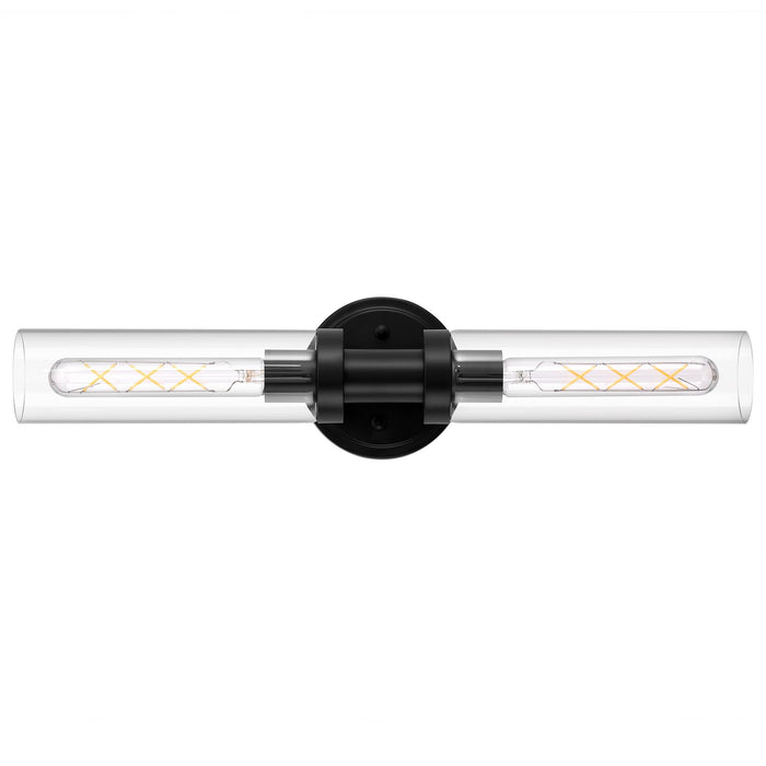 SantoStock Black Sconces Wall Lighting, Bathroom 2-Light Vanity Light W/Clear Glass Shade, Modern Wall Mounted Lights for Mirror, Makeup Vanity, Kitchen, Washroom, Hallway, E26 T10 Bulbs(Excluded)