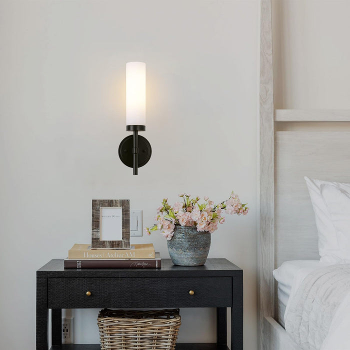 SantoStock Black Bathroom Wall Sconces Set of 2, Modern Sconces Wall Lighting Vanity Lights with Opal White Glass Shade, Farmhouse Wall Mount Lamp for Mirror Living Room Bedroom Hallway Kitchen Stairs